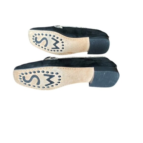 Stuart Weitzman Black Leather Loafer with Snakeskin Print 7 - Picture 7 of 7